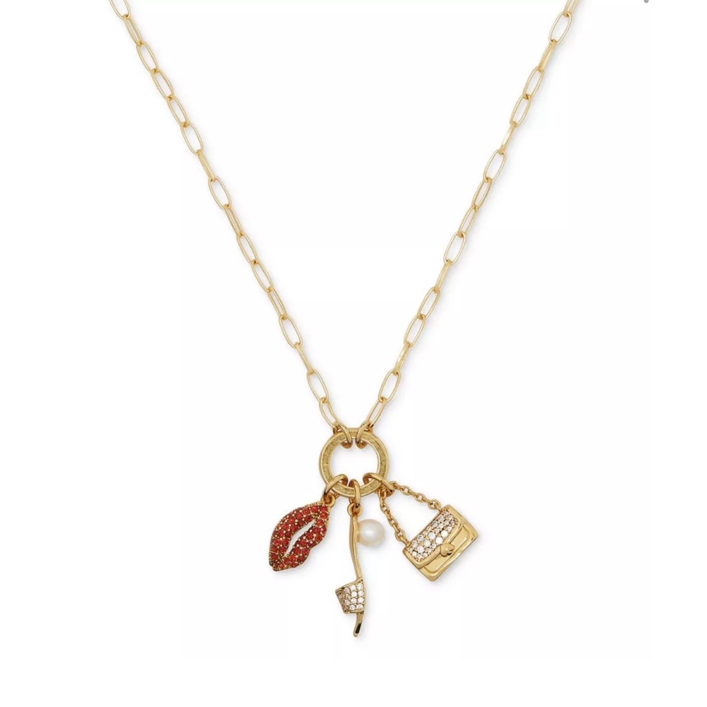 Kate Spade Lipstick, high heels and a bag Pendant Necklace